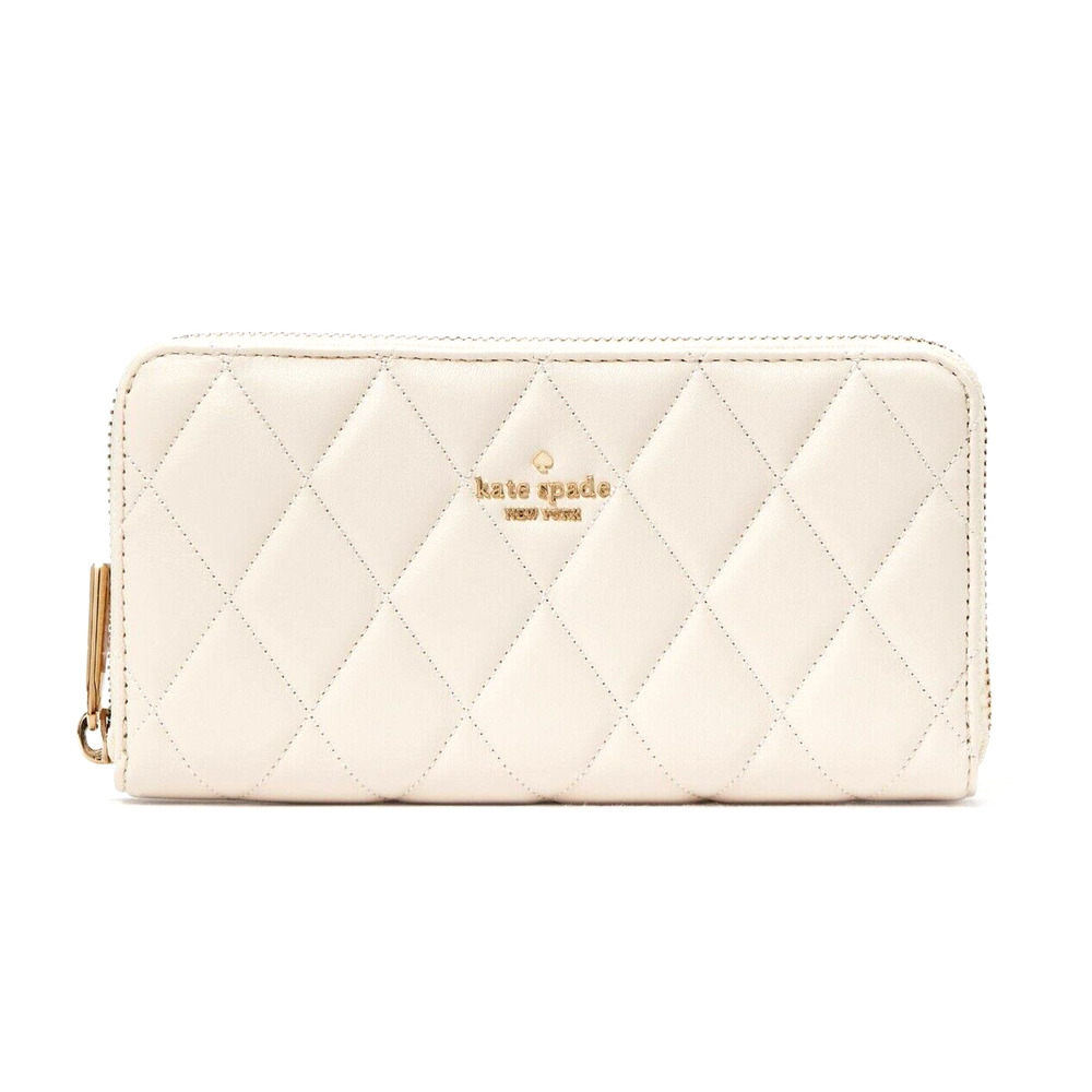 Kate Spade New York Carey Large Quilted Leather Continental Wallet Parchment NWT